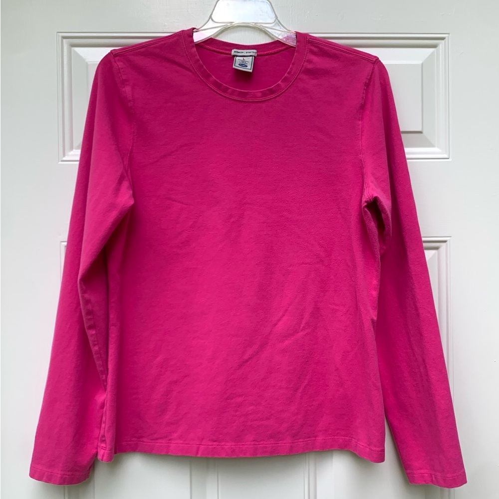 OLD NAVY Women’s Pink Long Sleeve Shirt Sz L Y2K Cotton Blend Casual Basic Top